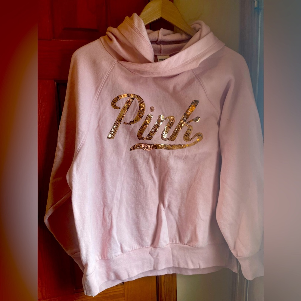 VICTORIA SECRET PINK hooded sweatshirt with sequin PINK logo